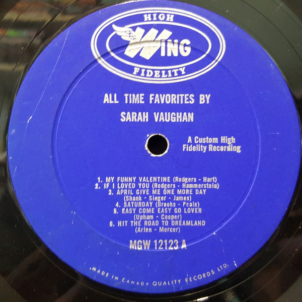 Sarah Vaughan - All Time Favorites By | Mercury Wing (MGW 12123) - 3