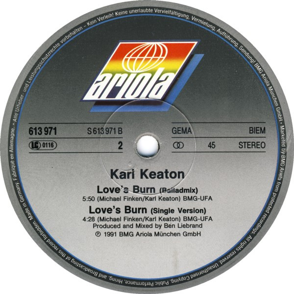 Karl Keaton - Love's Burn | Ariola (613 971) - 4