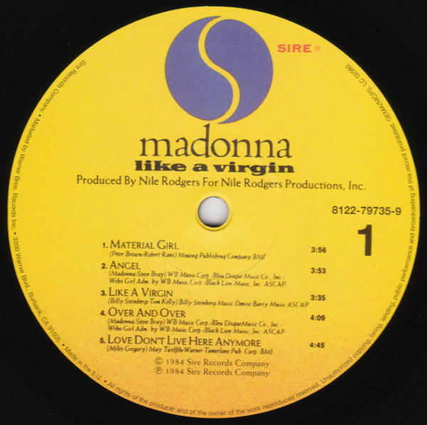 Madonna - Like A Virgin | Sire (8122-79735-9) - 3