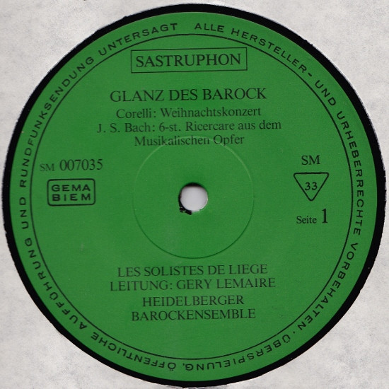 Johann Pachelbel , Arcangelo Corelli , Johann Sebastian Bach - Glanz Des Barock | Sastruphon (SM 007035) - 3