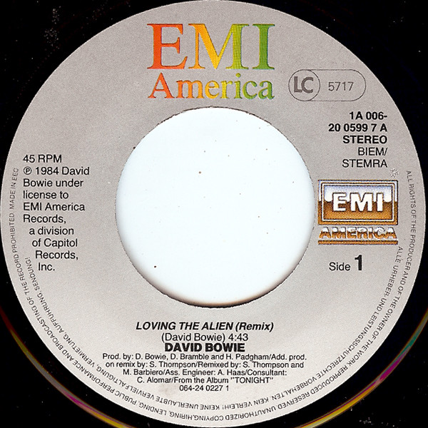 David Bowie - Loving The Alien (Re·Mixed Version) | EMI America (1A 006-20 0599 7) - 3 David Bowie - Loving The Alien (Re·Mixed Version) | EMI America (1A 006-20 0599 7) - 3