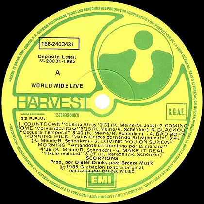 Scorpions - World Wide Live | Harvest (166 24 0343 1) - 3