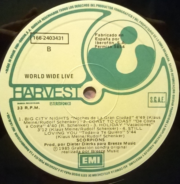 Scorpions - World Wide Live | Harvest (166 24 0343 1) - 4