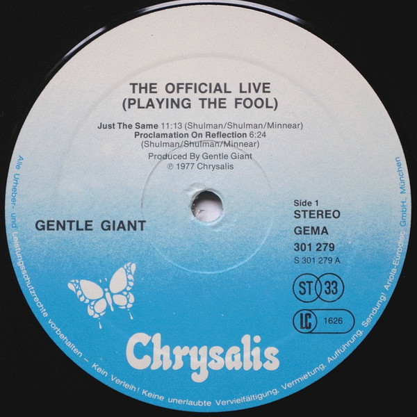 Gentle Giant - Playing The Fool | Chrysalis (301 281-406) - 4