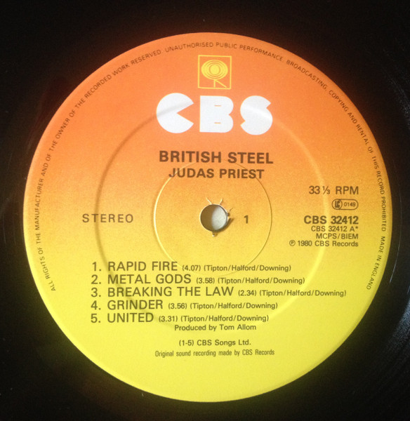 Judas Priest - British Steel | CBS (CBS 32412) - 3 Judas Priest - British Steel | CBS (CBS 32412) - 3