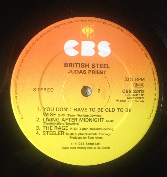 Judas Priest - British Steel | CBS (CBS 32412) - 4 Judas Priest - British Steel | CBS (CBS 32412) - 4