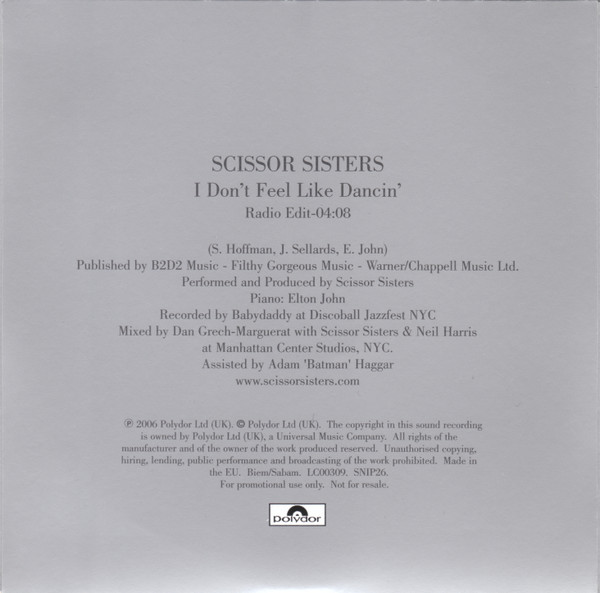 Scissor Sisters - I Don't Feel Like Dancin' | Polydor (SNIP26) - 4