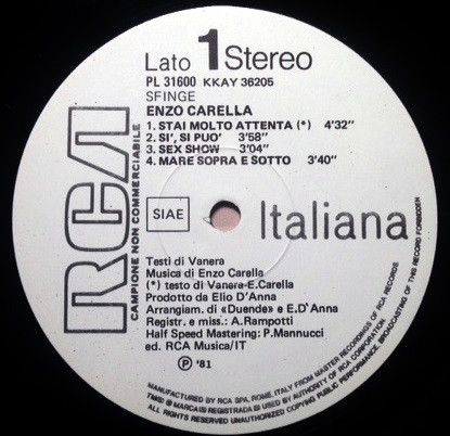 Enzo Carella - Sfinge | RCA (PL 31600) - 2