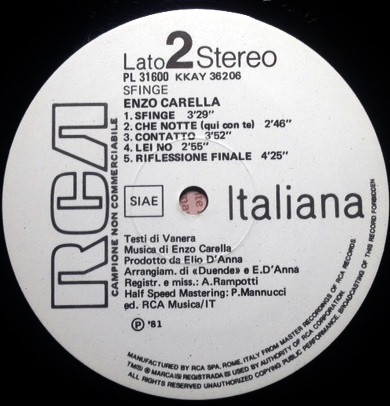 Enzo Carella - Sfinge | RCA (PL 31600) - 3
