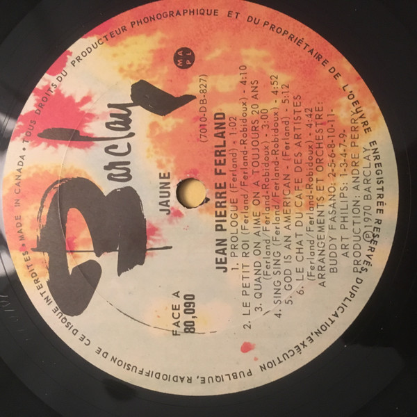 Jean-Pierre Ferland - Jaune [Vinyl] | Barclay (80,090) - 4