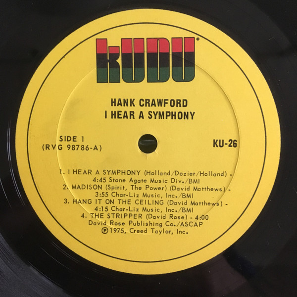 Hank Crawford - I Hear A Symphony [Vinyl] | Kudu (KU-26) - 3