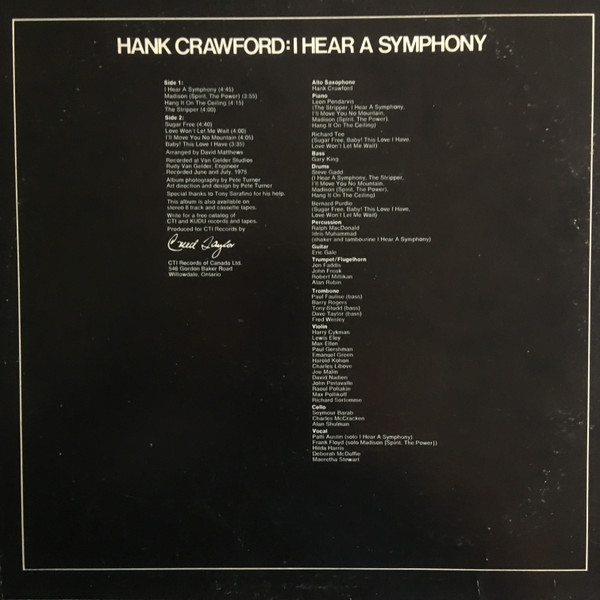 Hank Crawford - I Hear A Symphony [Vinyl] | Kudu (KU-26) - 2