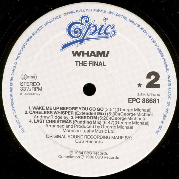 Wham! - The Final | Epic (EPC 88681) - 4 Wham! - The Final | Epic (EPC 88681) - 4
