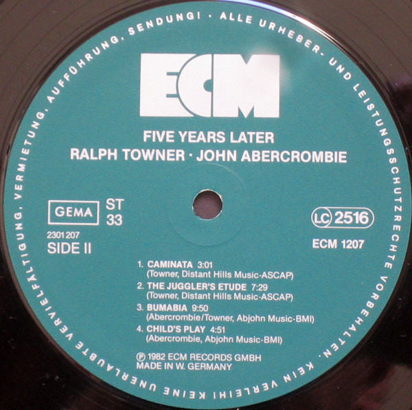 Ralph Towner / John Abercrombie - Five Years Later | ECM Records (ECM 1207) - 2 Ralph Towner / John Abercrombie - Five Years Later | ECM Records (ECM 1207) - 2
