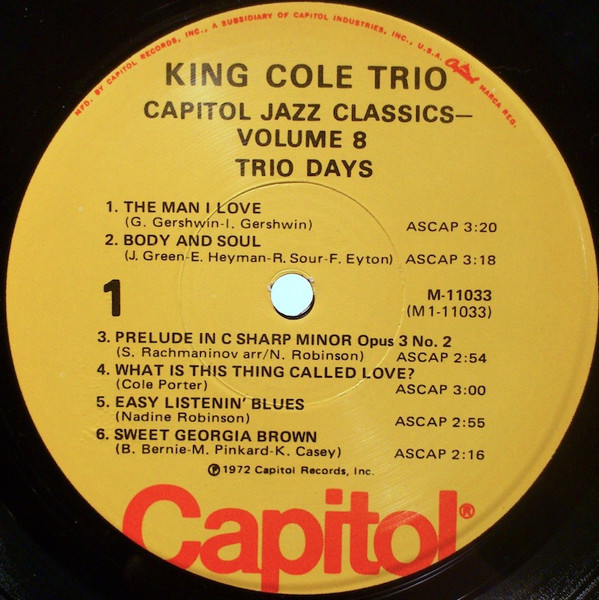 The Nat King Cole Trio - Trio Days | Capitol Records (M-11033)