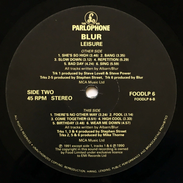 Blur - Leisure | Food (FOODLP 6) - 4
