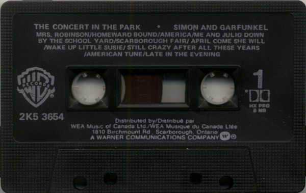 Simon & Garfunkel - The Concert In Central Park [Cassette] | Warner Bros. Records (2K5 3654) - 3