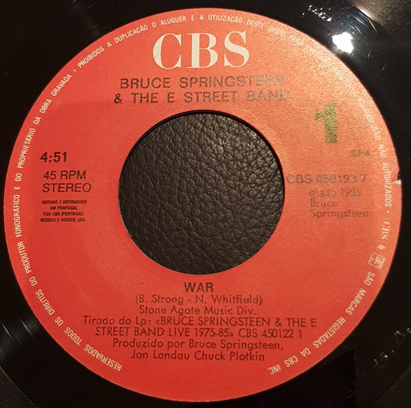 Bruce Springsteen & The E-Street Band - War | CBS (CBS 650193 7) - 3