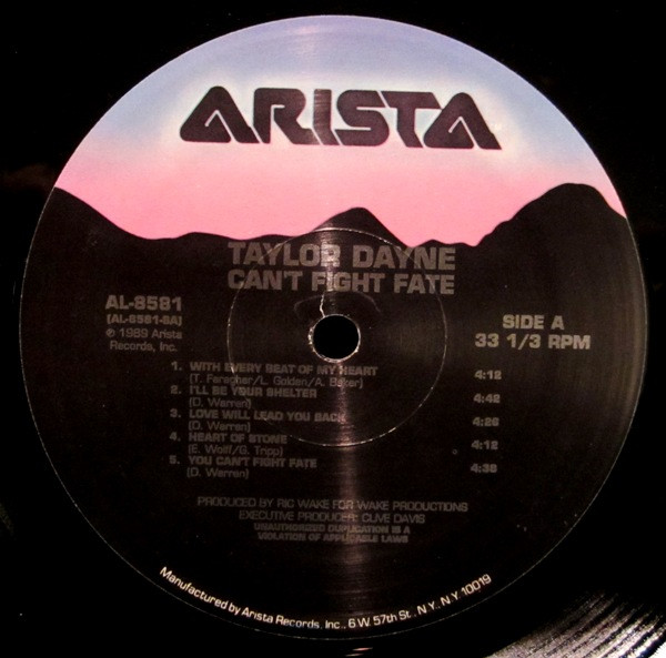 Taylor Dayne - Can't Fight Fate [Vinyl] | Arista (AL-8581) - 3