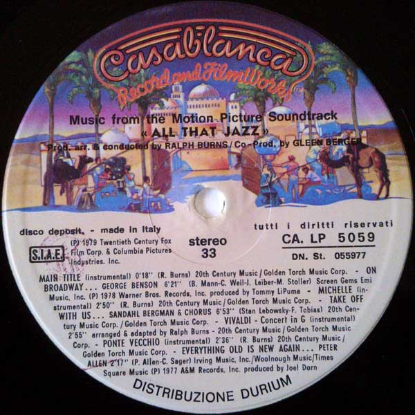 Various - All That Jazz - Music From The Original Motion Picture Soundtrack | Casablanca (CA. LP 5059) - 3