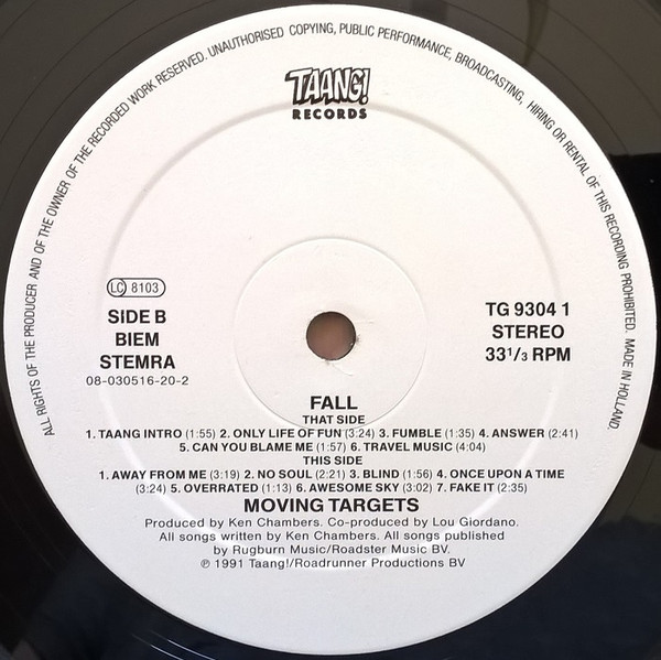 Moving Targets - Fall | Taang! Records (TG 9304 1) - 2 Moving Targets - Fall | Taang! Records (TG 9304 1) - 2
