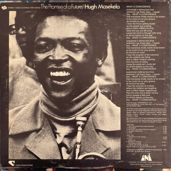 Hugh Masekela - The Promise Of A Future [Vinyl] | UNI Records (73028) - 2