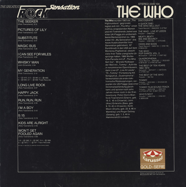 The Who - The Greatest Rock Sensation | Karussell (2345 104) - main The Who - The Greatest Rock Sensation | Karussell (2345 104) - main