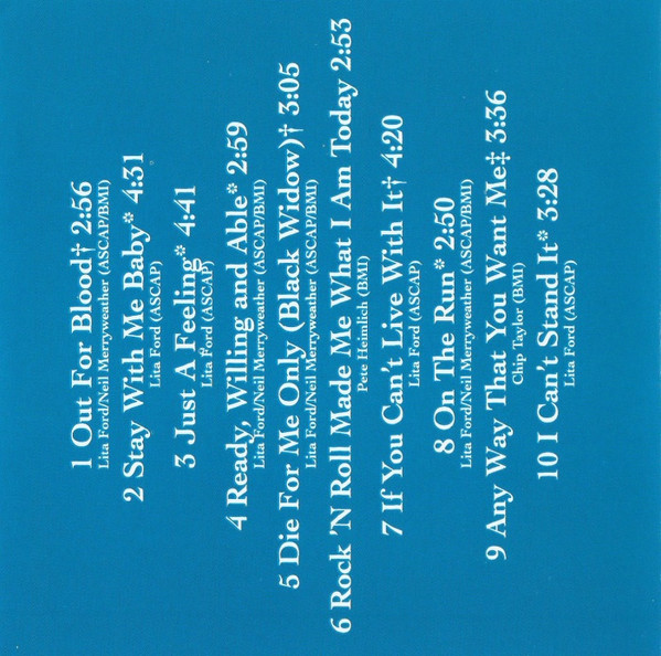 Lita Ford - Out For Blood CD | Mercury (810 333-2) - 4