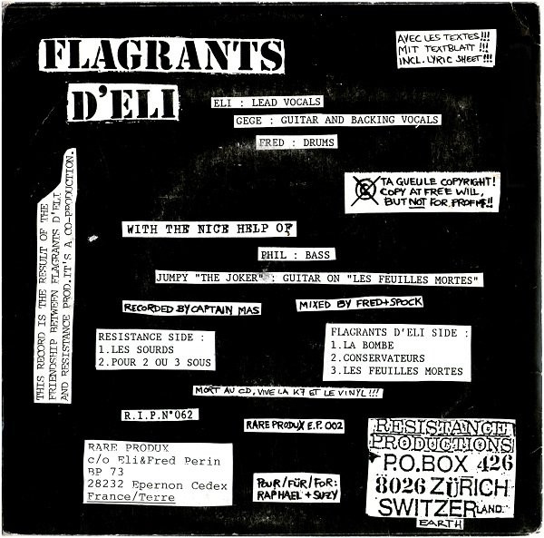 Flagrants D'Eli - Pour 2 Ou 3 Sous | Resistance Productions (RIP 062) - 2