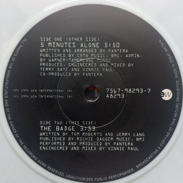 Pantera - 5 Minutes Alone / The Badge | EastWest Records America (7567-98293-7) - 4 Pantera - 5 Minutes Alone / The Badge | EastWest Records America (7567-98293-7) - 4