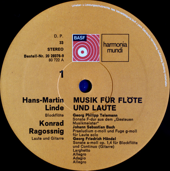 Hans-Martin Linde , Konrad Ragossnig - Musik Für Flöte Und Laute Aus Renaissance Und Barock | BASF (20 29376-9) - 4