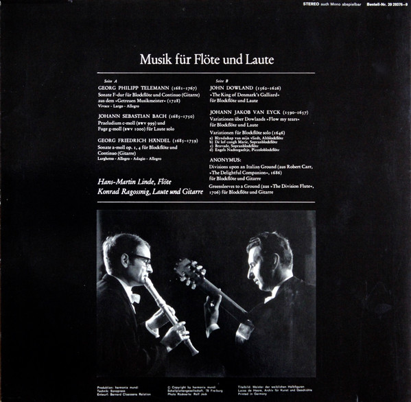 Hans-Martin Linde , Konrad Ragossnig - Musik Für Flöte Und Laute Aus Renaissance Und Barock | BASF (20 29376-9) - 3