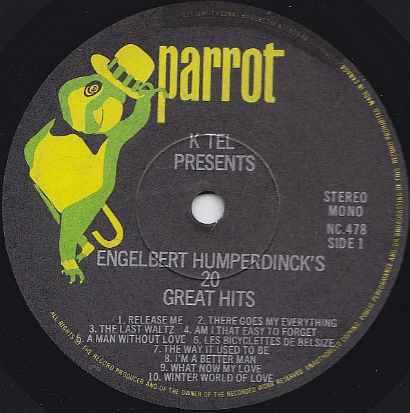 Engelbert Humperdinck - 20 Great Hits | Parrot (NC 478) - 3