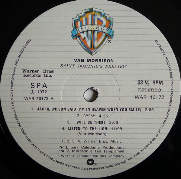 Van Morrison - Saint Dominic's Preview | Warner Bros. Records (WAR 46172) - 3