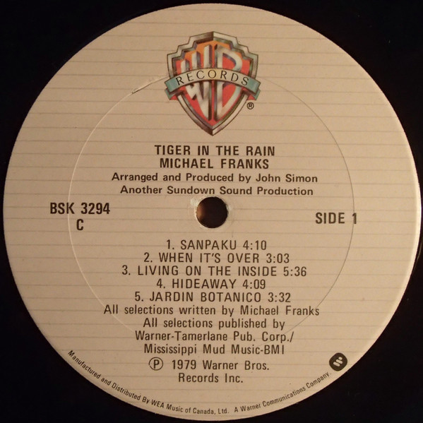 Michael Franks - Tiger In The Rain | Warner Bros. Records (BSK 3294) - 3 Michael Franks - Tiger In The Rain | Warner Bros. Records (BSK 3294) - 3