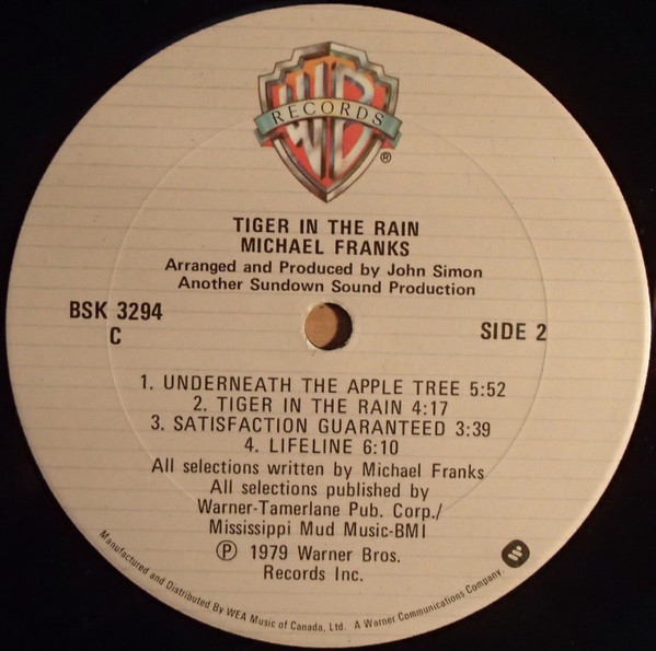 Michael Franks - Tiger In The Rain | Warner Bros. Records (BSK 3294) - 4 Michael Franks - Tiger In The Rain | Warner Bros. Records (BSK 3294) - 4