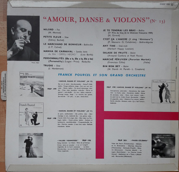 Franck Pourcel Et Son Grand Orchestre - Amour, Danse Et Violons N° 13 | La Voix De Son Maître (GSDF 103 S) - 2 Franck Pourcel Et Son Grand Orchestre - Amour, Danse Et Violons N° 13 | La Voix De Son Maître (GSDF 103 S) - 2
