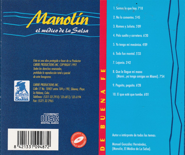 Manolin El Médico De La Salsa - De Buena Fe | Caribe Productions INC. (CD-9487) - 2