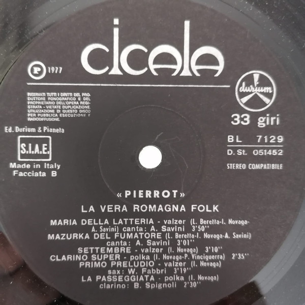 Gruppo Ivan Novaga , Armando Savini  &  La Vera Romagna - Pierrot | Durium (BL 7129) - 4