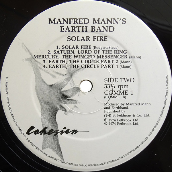 Manfred Mann's Earth Band - Solar Fire | Cohesion (COMME 1) - 4
