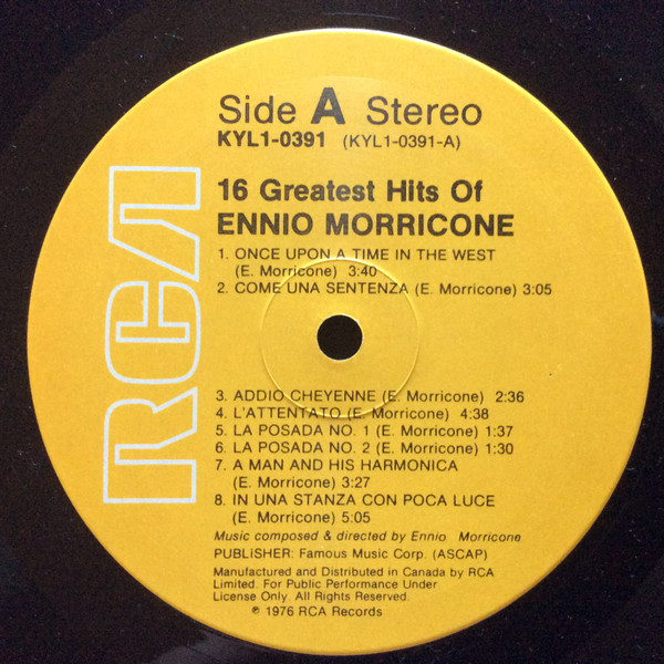 Ennio Morricone - The 16 Greatest Hits Of Ennio Morricone Including Once Upon A Time In The West | RCA (KYL1-0391) - 3 Ennio Morricone - The 16 Greatest Hits Of Ennio Morricone Including Once Upon A Time In The West | RCA (KYL1-0391) - 3