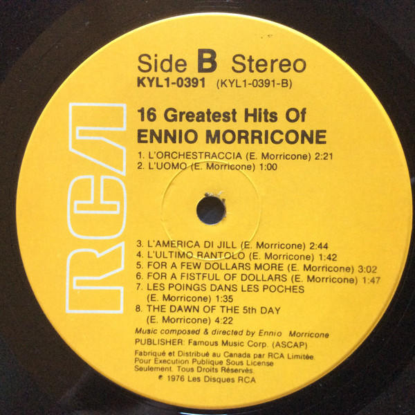 Ennio Morricone - The 16 Greatest Hits Of Ennio Morricone Including Once Upon A Time In The West | RCA (KYL1-0391) - 4 Ennio Morricone - The 16 Greatest Hits Of Ennio Morricone Including Once Upon A Time In The West | RCA (KYL1-0391) - 4