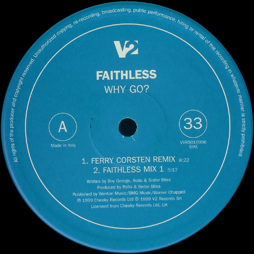 Faithless Feat.  Boy George - Why Go? | V2 (VVR5010956) - 3
