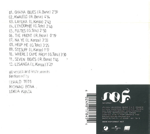 Gerald Toto , Richard Bona , Lokua Kanza - Toto Bona Lokua | No Format (NØF. 3) - 2 Gerald Toto , Richard Bona , Lokua Kanza - Toto Bona Lokua | No Format (NØF. 3) - 2
