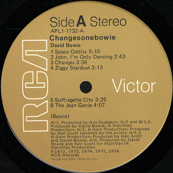 David Bowie - ChangesOneBowie | RCA Victor (APL1-1732) - 3