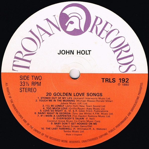 John Holt - 20 Golden Love Songs | Trojan Records (TRLS 192) - 4 John Holt - 20 Golden Love Songs | Trojan Records (TRLS 192) - 4