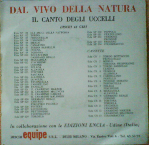 No Artist - Tordo (Bottaccio), Turdus Ericetorum, Grive Musicienne, Song Thrush, Dal Vivo Della Natura, Il Canto Degli Uccelli | Equipe (Eda SP 02) - 2 No Artist - Tordo (Bottaccio), Turdus Ericetorum, Grive Musicienne, Song Thrush, Dal Vivo Della Natura, Il Canto Degli Uccelli | Equipe (Eda SP 02) - 2
