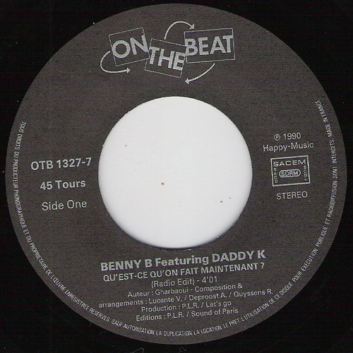 Benny B Featuring DJ Daddy K - Qu'est-Ce Qu'on Fait Maintenant ? | On The Beat (OTB 1327-7) - 3