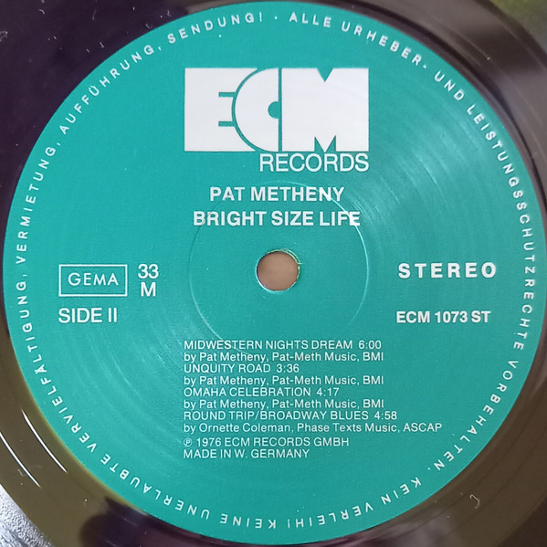 Pat Metheny - Bright Size Life | ECM Records (ECM 1073) - 4 Pat Metheny - Bright Size Life | ECM Records (ECM 1073) - 4