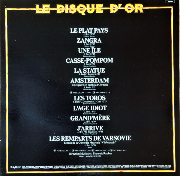 Jacques Brel - Le Disque D'Or Volume 2 [Vinyl] | Barclay (55509) - 2